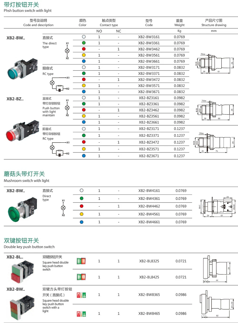 Pushbutton Switch Xb4-Bg33 Metal Key Seletor Switch 3 Position 22mm