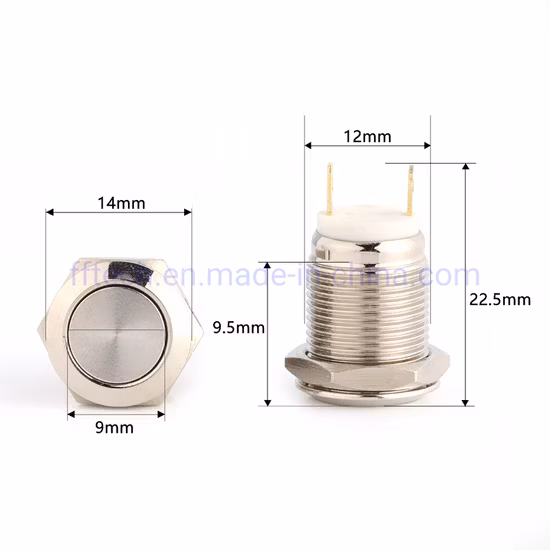 Interruttore a pulsante momentaneo in metallo da 12 mm